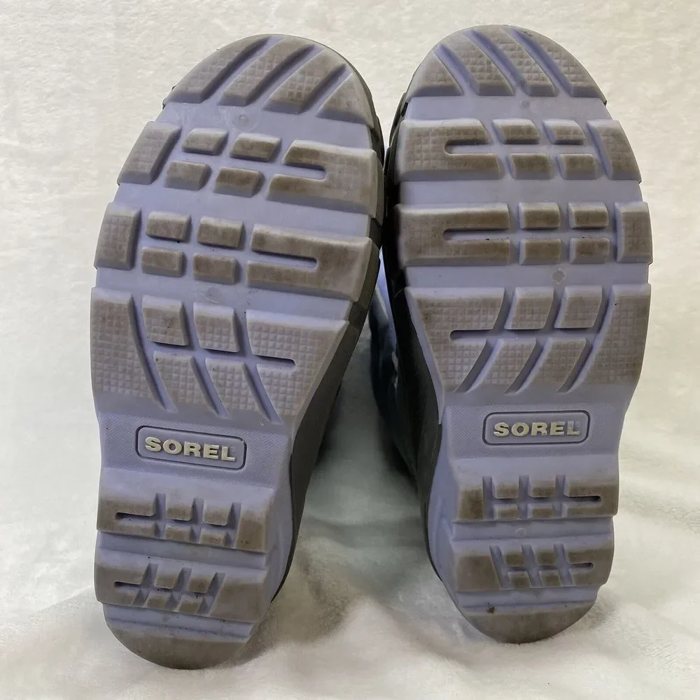 Sorel Flurry Snow Boots Youth Size 6 Purple & Gray Grill Heatwave‎ Shoes